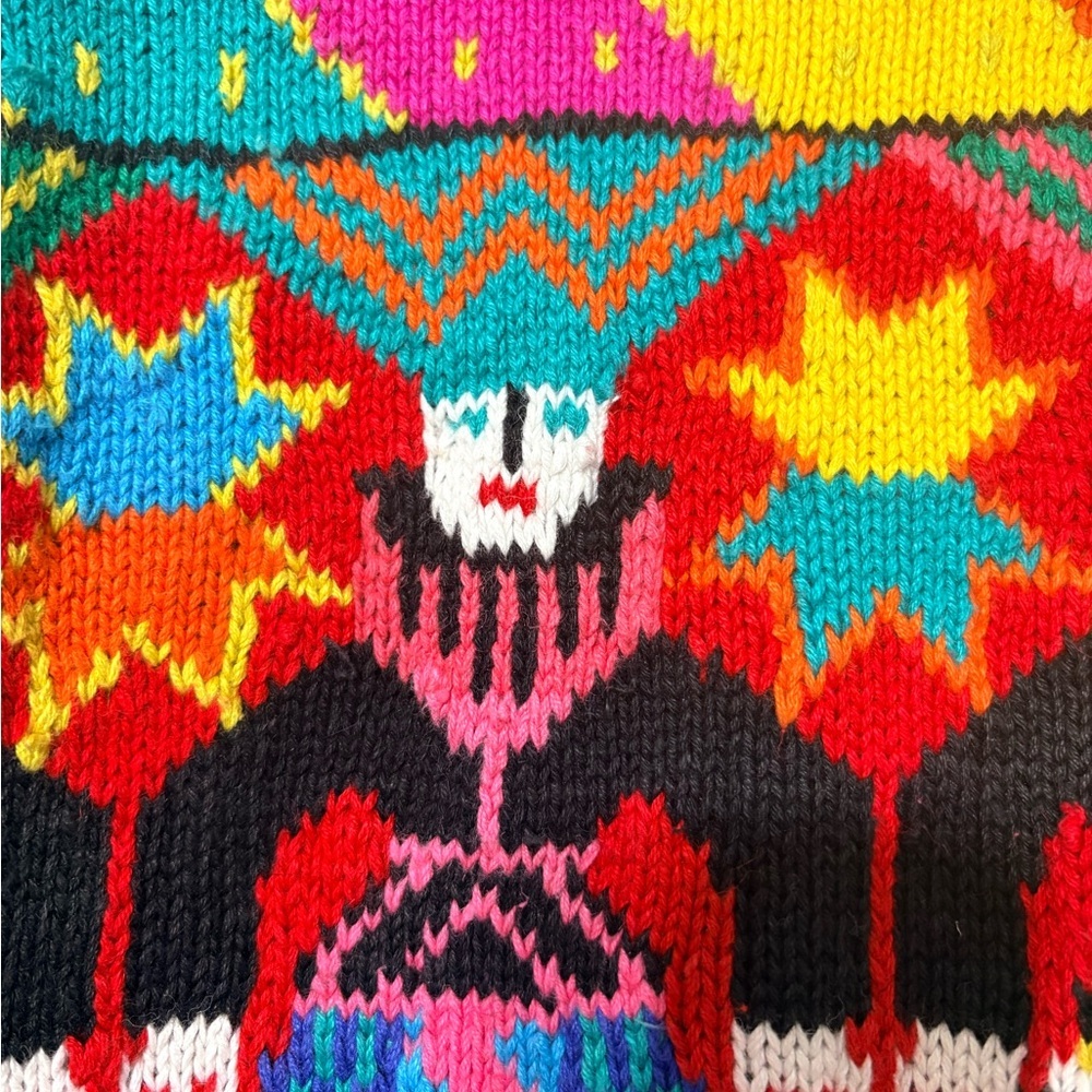 Colorful Vintage Southwestern Aztec Knit Cardigan with Metal Buttons.Heavyweight - Picture 8 of 14